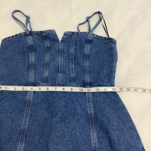 You Com Smocked back jeans straps mini-dress Size M (698) - Picture 12 of 16
